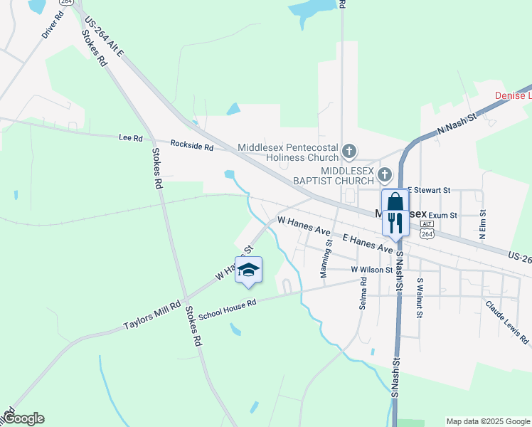 map of restaurants, bars, coffee shops, grocery stores, and more near Cope Avenue in Middlesex