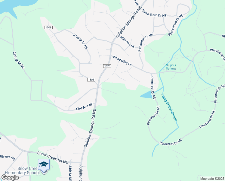 map of restaurants, bars, coffee shops, grocery stores, and more near 4420 Sulphur Springs Road Northeast in Hickory