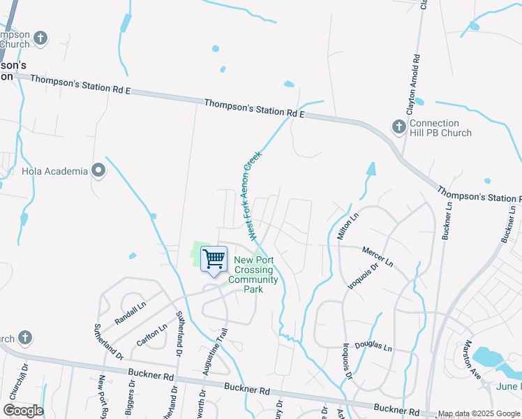 map of restaurants, bars, coffee shops, grocery stores, and more near 3039 New Port Valley Circle in Thompson's Station