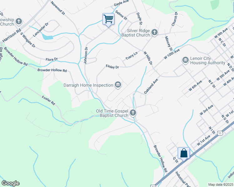 map of restaurants, bars, coffee shops, grocery stores, and more near 633 Hillside Lane in Lenoir City