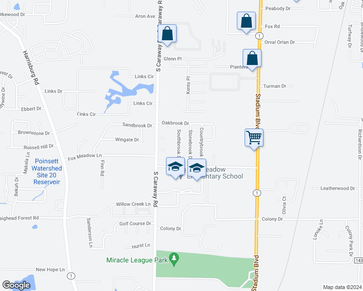 map of restaurants, bars, coffee shops, grocery stores, and more near 4402 Southbrook Drive in Jonesboro