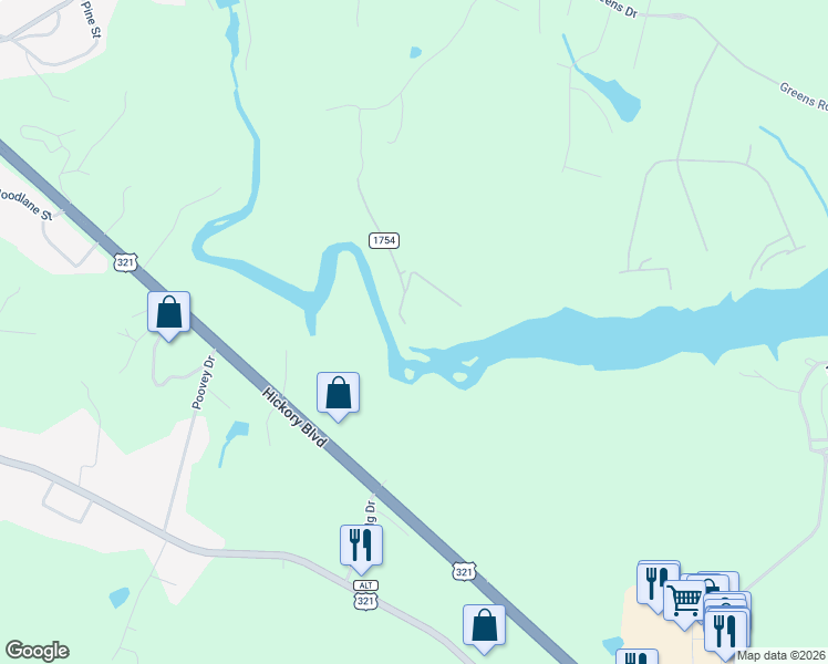 map of restaurants, bars, coffee shops, grocery stores, and more near 4923 Myers Road in Granite Falls