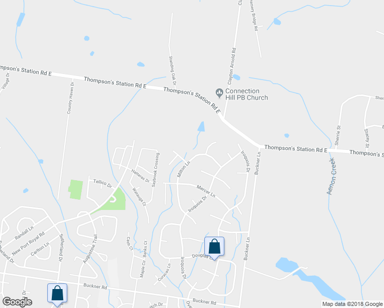 map of restaurants, bars, coffee shops, grocery stores, and more near 2565 Milton Lane in Thompson's Station