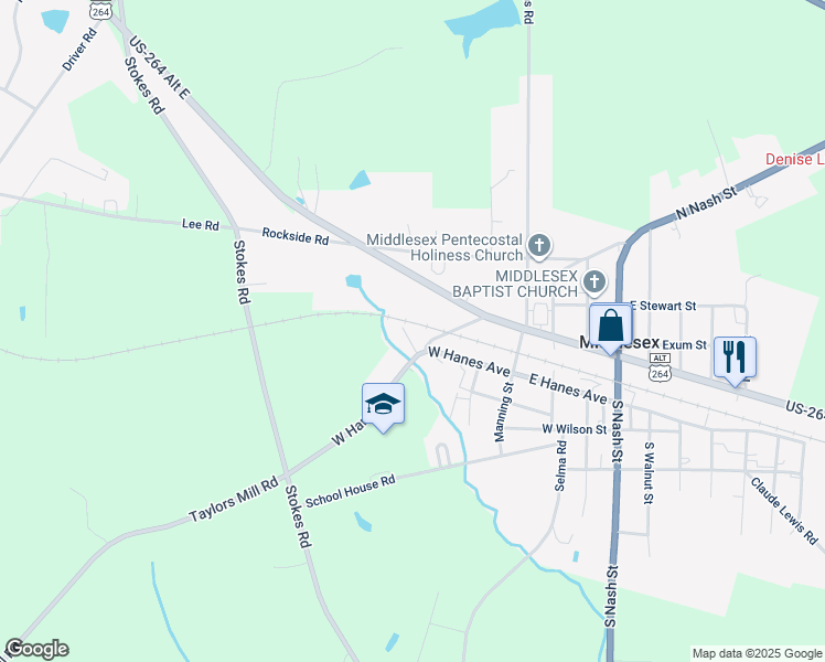 map of restaurants, bars, coffee shops, grocery stores, and more near Cope Avenue in Middlesex