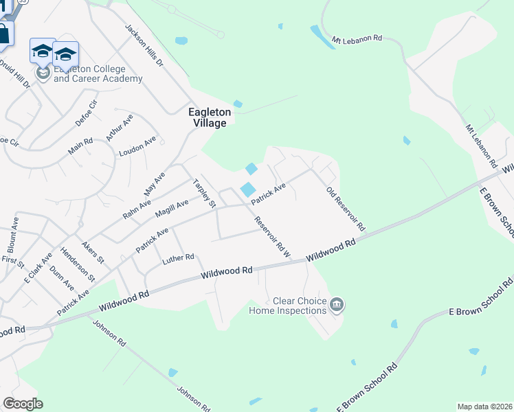 map of restaurants, bars, coffee shops, grocery stores, and more near 608 Reservoir Road West in Maryville