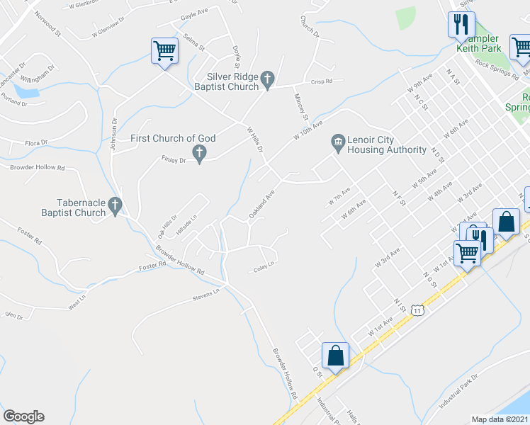 map of restaurants, bars, coffee shops, grocery stores, and more near 125 Lewis Lane in Lenoir City