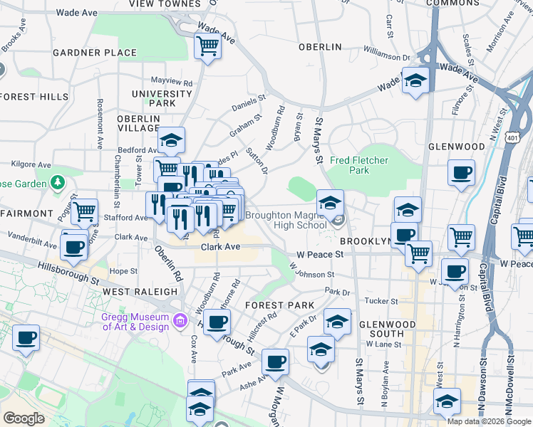 map of restaurants, bars, coffee shops, grocery stores, and more near 740 Smallwood Drive in Raleigh