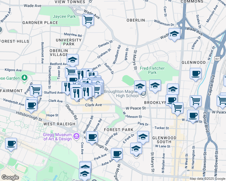 map of restaurants, bars, coffee shops, grocery stores, and more near 740 Smallwood Drive in Raleigh