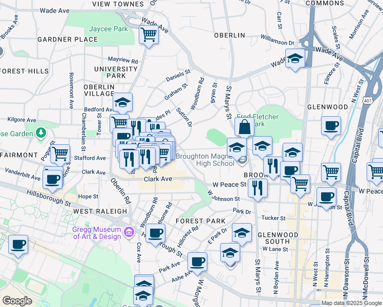 map of restaurants, bars, coffee shops, grocery stores, and more near 740 Smallwood Drive in Raleigh