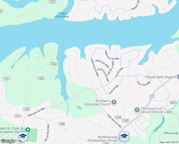 map of restaurants, bars, coffee shops, grocery stores, and more near 4025 4th Street Court Northwest in Hickory