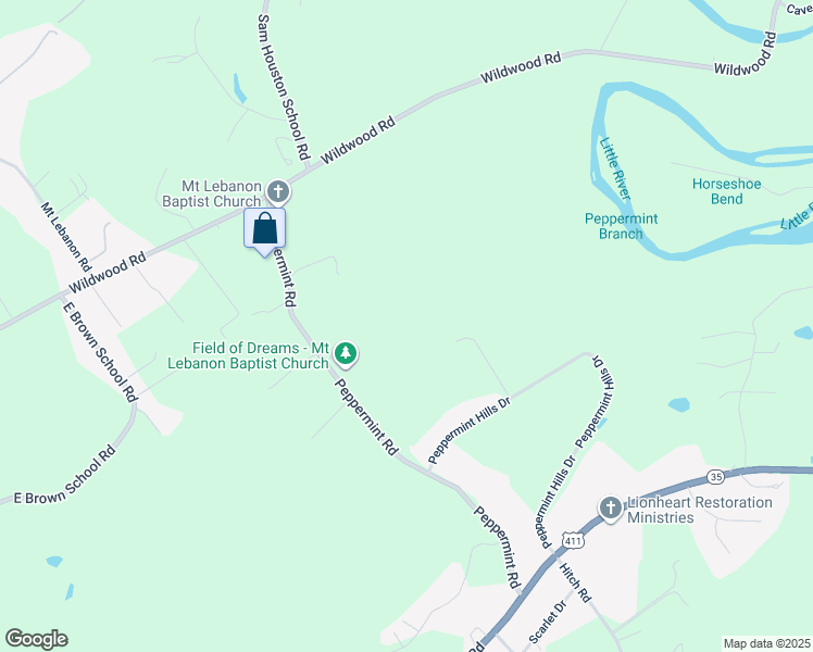 map of restaurants, bars, coffee shops, grocery stores, and more near 1608 Peppermint Road in Maryville