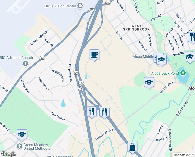 map of restaurants, bars, coffee shops, grocery stores, and more near Alcoa Hwy in Alcoa