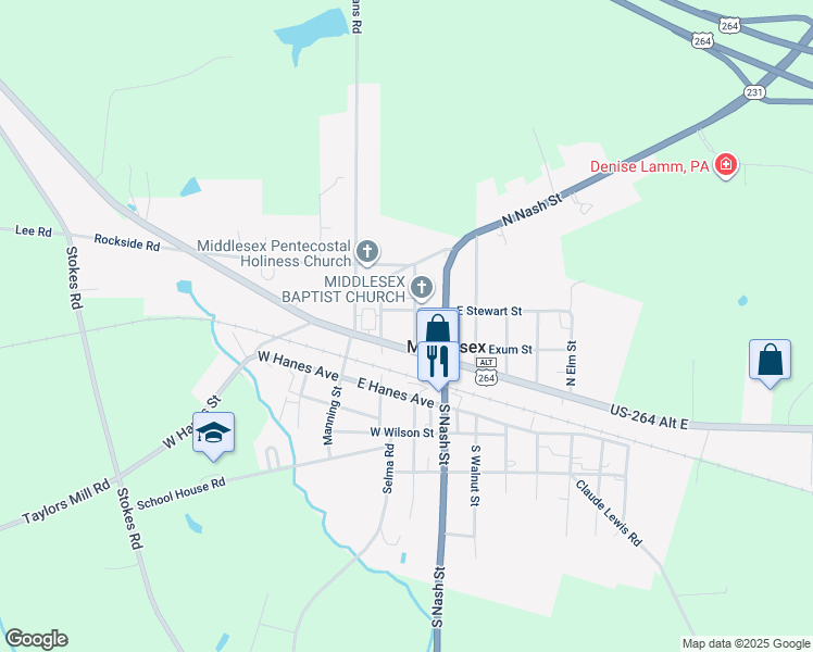 map of restaurants, bars, coffee shops, grocery stores, and more near 10038 North Chestnut Street in Middlesex