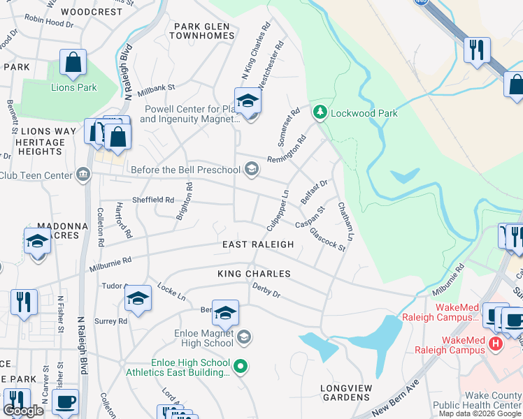 map of restaurants, bars, coffee shops, grocery stores, and more near 913 Devonport Drive in Raleigh