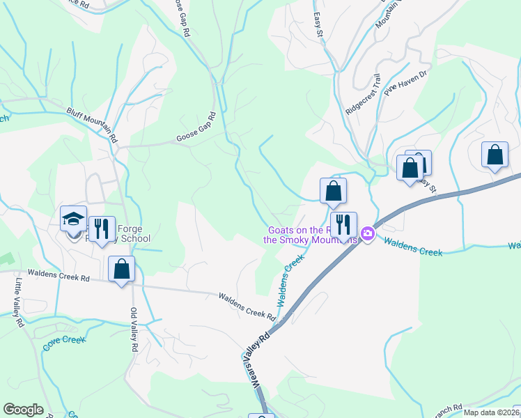 map of restaurants, bars, coffee shops, grocery stores, and more near 1362 Mortar Road in Pigeon Forge