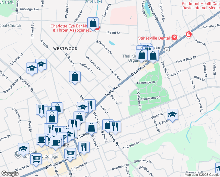 map of restaurants, bars, coffee shops, grocery stores, and more near 201 Ramsey Court in Statesville