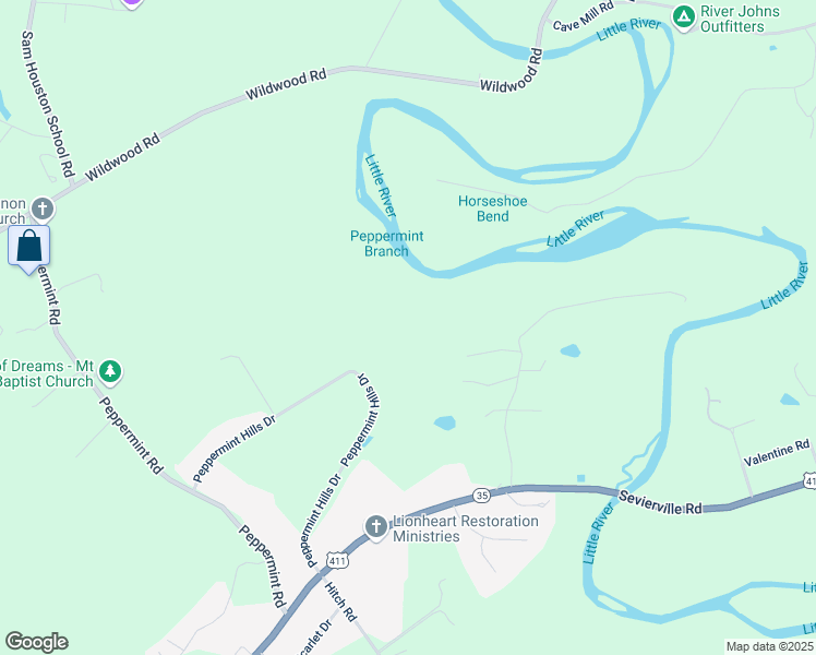 map of restaurants, bars, coffee shops, grocery stores, and more near 3535 Sevierville Road in Maryville