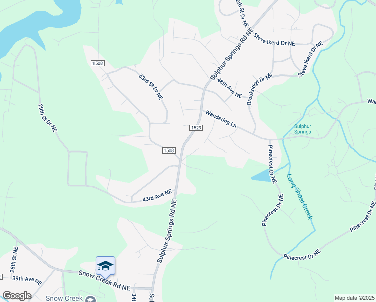 map of restaurants, bars, coffee shops, grocery stores, and more near 4446 Sulphur Springs Road Northeast in Hickory
