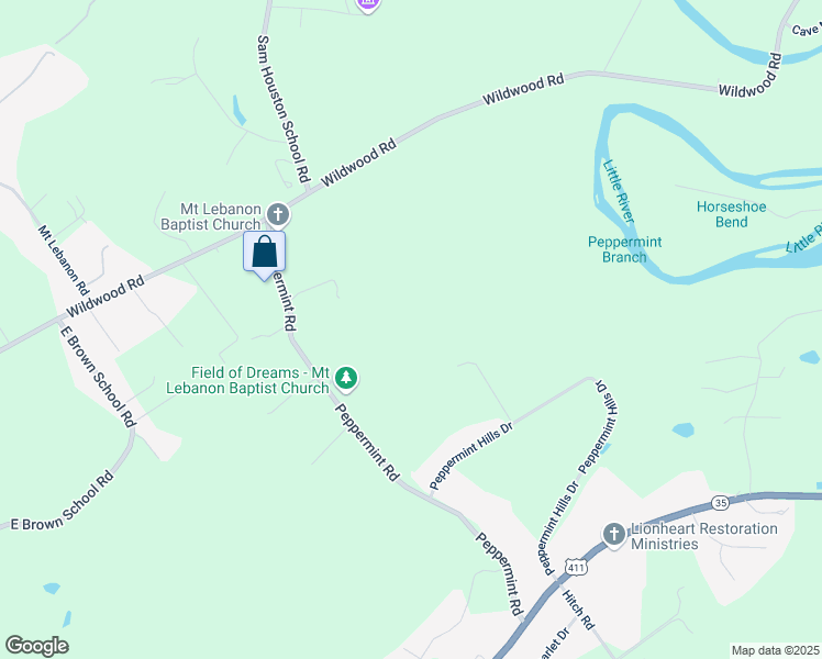 map of restaurants, bars, coffee shops, grocery stores, and more near 1608 Peppermint Road in Maryville