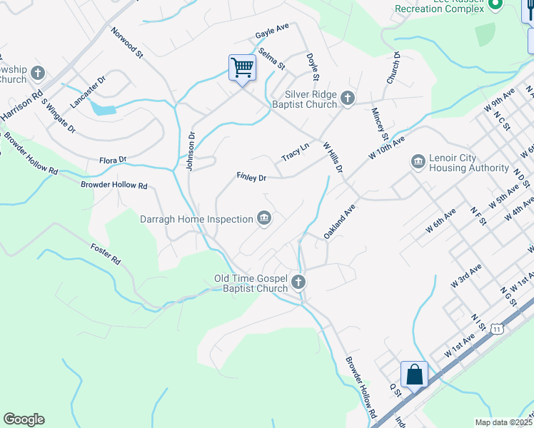 map of restaurants, bars, coffee shops, grocery stores, and more near 835 Oak Hills Drive in Lenoir City