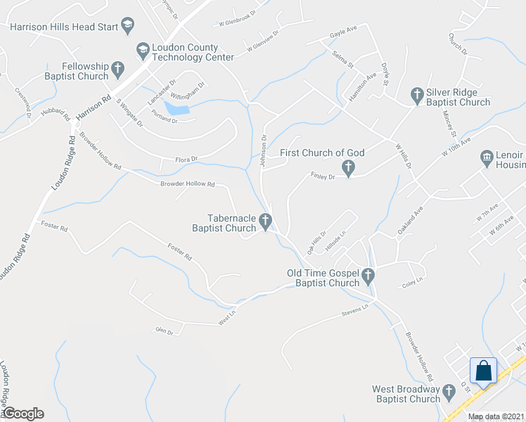 map of restaurants, bars, coffee shops, grocery stores, and more near 295 Johnson Drive in Lenoir City