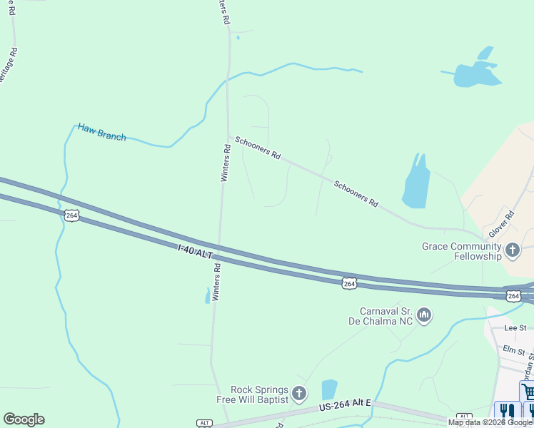 map of restaurants, bars, coffee shops, grocery stores, and more near 9199 Fox Run Road in Bailey