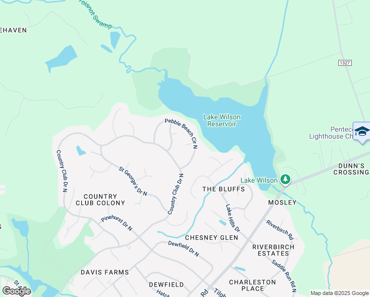 map of restaurants, bars, coffee shops, grocery stores, and more near 4903 Doral Lane North in Wilson
