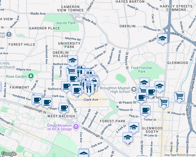 map of restaurants, bars, coffee shops, grocery stores, and more near 1926 Smallwood Drive in Raleigh