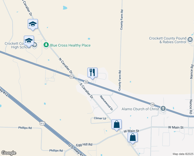 map of restaurants, bars, coffee shops, grocery stores, and more near 18 Autumn Valley Drive in Alamo