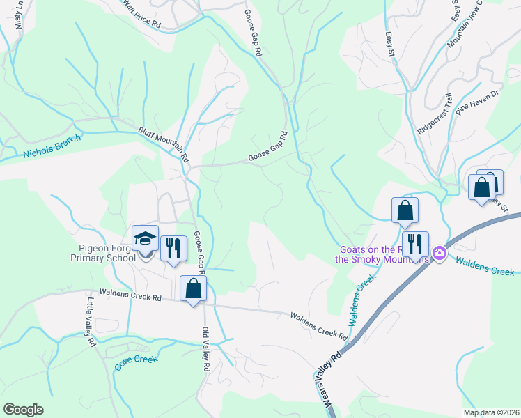map of restaurants, bars, coffee shops, grocery stores, and more near 2738 Dayne Drive in Sevierville