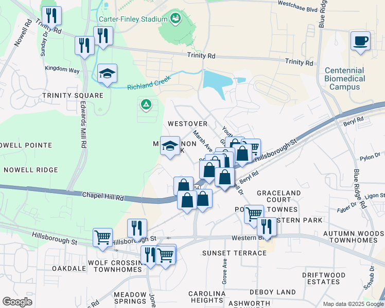 map of restaurants, bars, coffee shops, grocery stores, and more near 208 Gary Street in Raleigh
