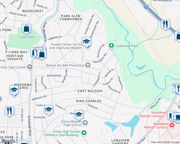 map of restaurants, bars, coffee shops, grocery stores, and more near 913 Devonport Drive in Raleigh