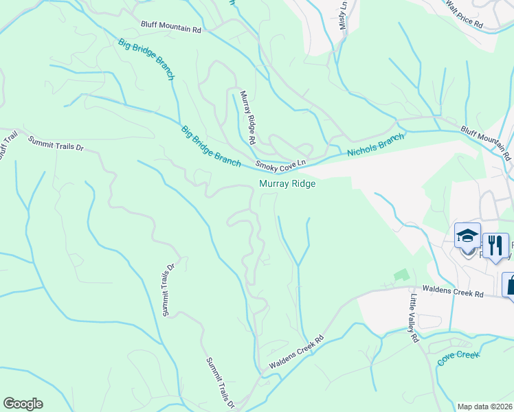map of restaurants, bars, coffee shops, grocery stores, and more near 2006 Crown Point Lane in Sevierville