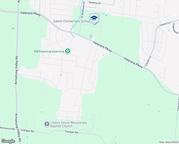 map of restaurants, bars, coffee shops, grocery stores, and more near 3622 Stargell Drive in Murfreesboro