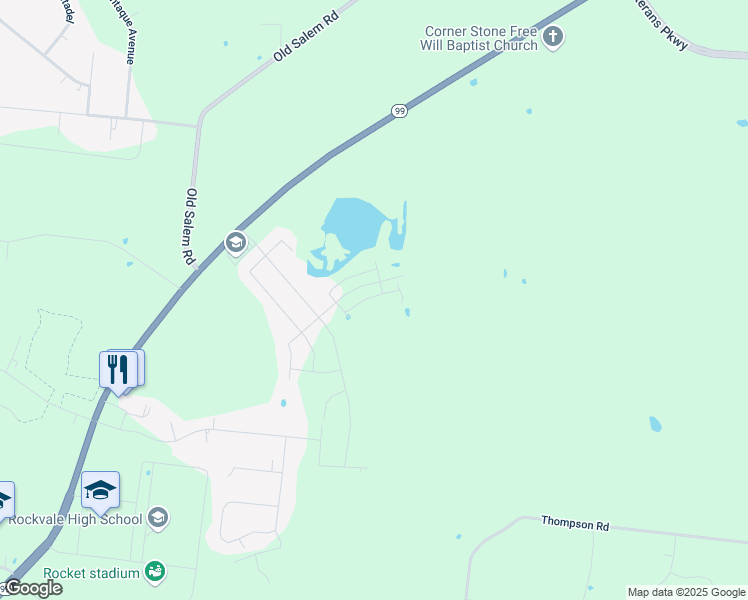 map of restaurants, bars, coffee shops, grocery stores, and more near 6959-7167 Salem Pike in Rockvale