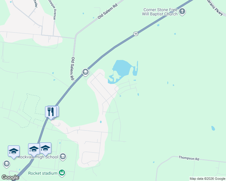 map of restaurants, bars, coffee shops, grocery stores, and more near 5875 State Highway 99 in Rockvale