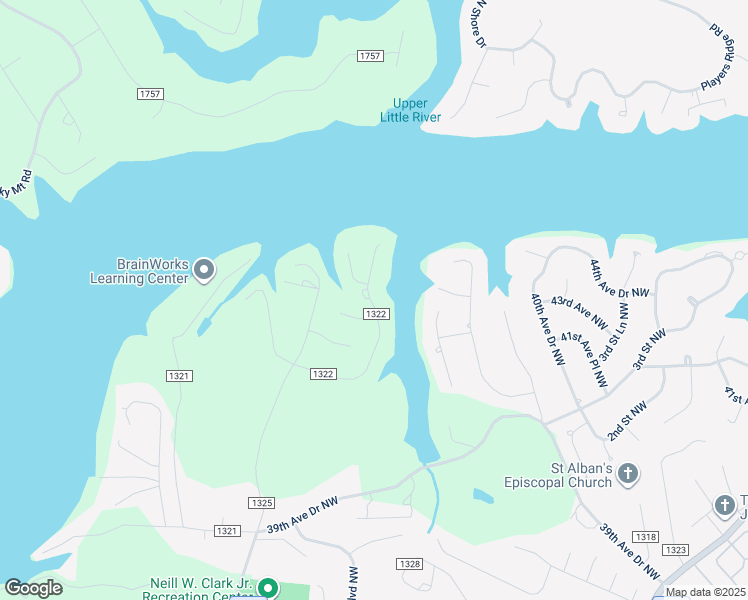 map of restaurants, bars, coffee shops, grocery stores, and more near 4205 6th Street Northwest in Hickory