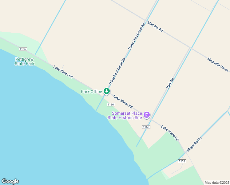 map of restaurants, bars, coffee shops, grocery stores, and more near Lake Shore Road in Creswell