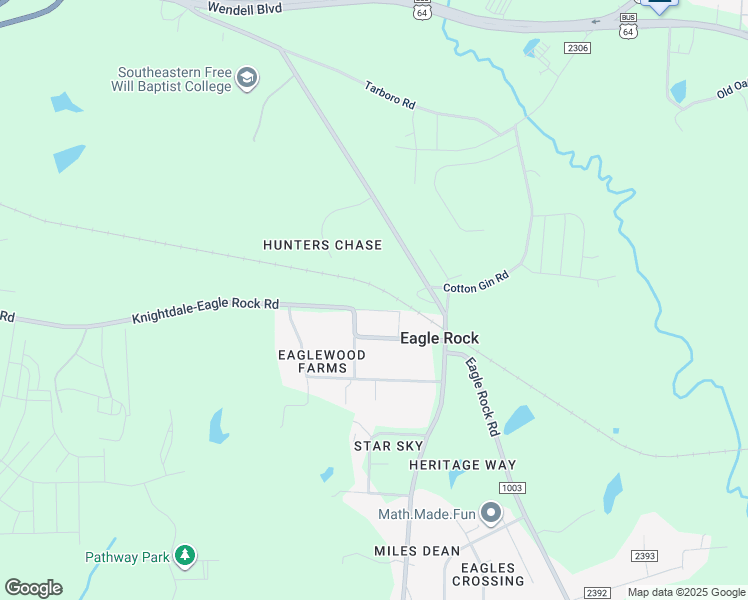 map of restaurants, bars, coffee shops, grocery stores, and more near 6833 Knightdale Eagle Rock Road in Wendell