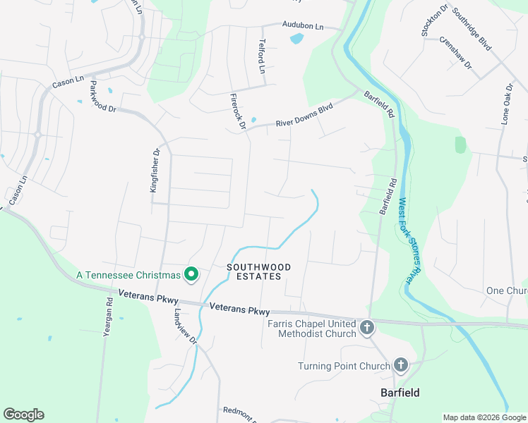map of restaurants, bars, coffee shops, grocery stores, and more near 2110 Hideaway Lane in Murfreesboro