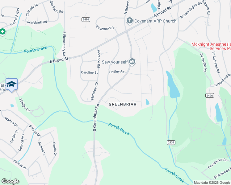 map of restaurants, bars, coffee shops, grocery stores, and more near 403 South Greenbriar Road in Statesville