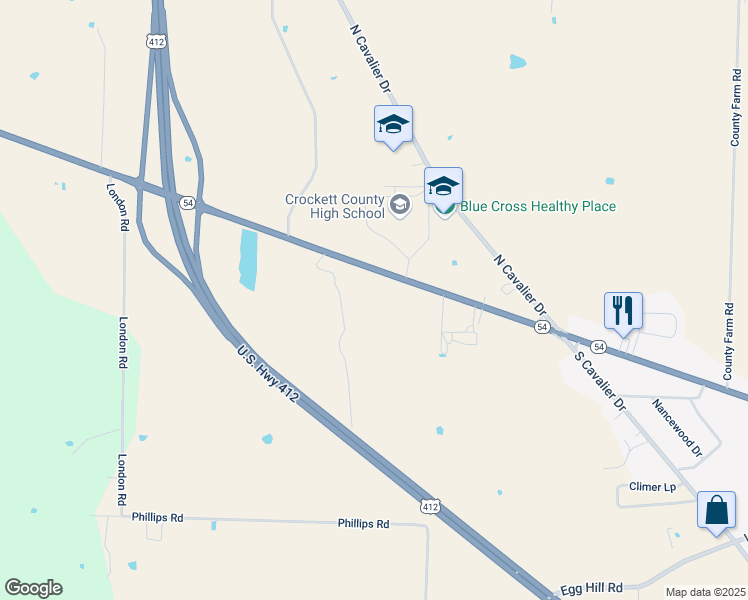 map of restaurants, bars, coffee shops, grocery stores, and more near 2021 Tennessee 88 in Alamo