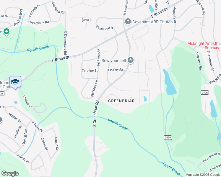 map of restaurants, bars, coffee shops, grocery stores, and more near 403 South Greenbriar Road in Statesville