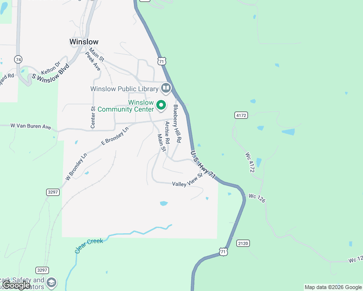 map of restaurants, bars, coffee shops, grocery stores, and more near 610 Blueberry Hill Road in Winslow