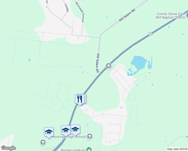 map of restaurants, bars, coffee shops, grocery stores, and more near 1000 Pusher Place in Rockvale