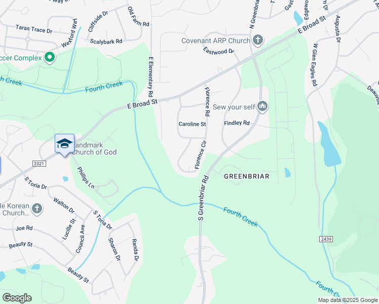 map of restaurants, bars, coffee shops, grocery stores, and more near 403 Florence Cir in Statesville