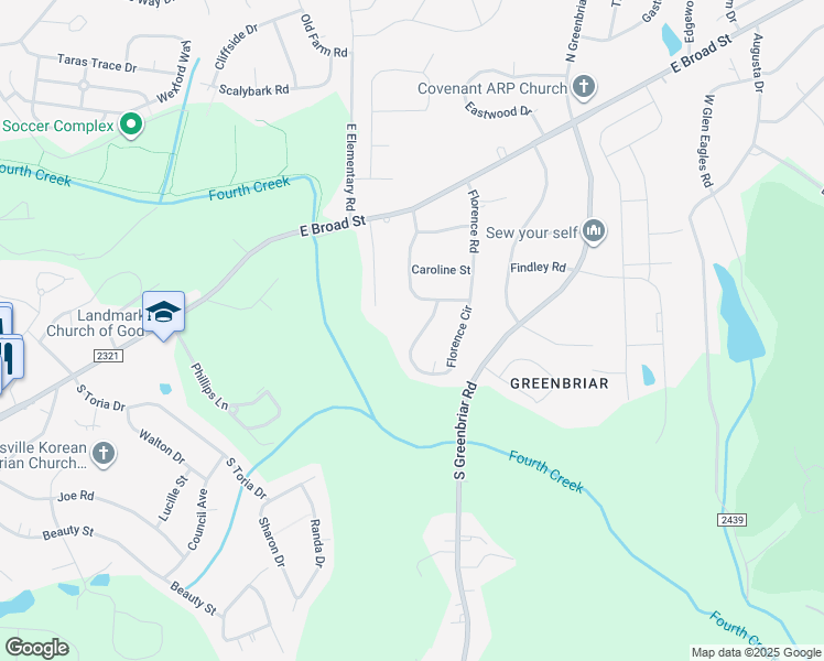 map of restaurants, bars, coffee shops, grocery stores, and more near 406 Florence Circle in Statesville