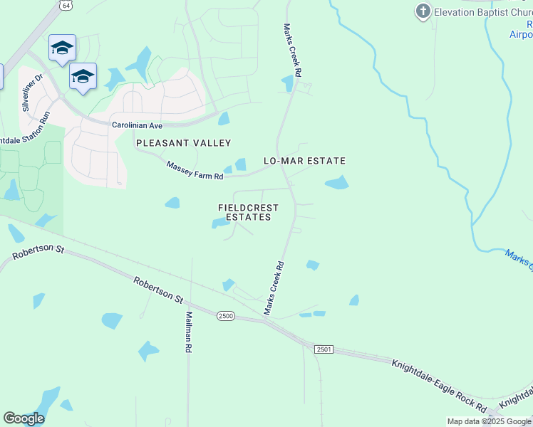 map of restaurants, bars, coffee shops, grocery stores, and more near 2104 Raines Avenue in Knightdale