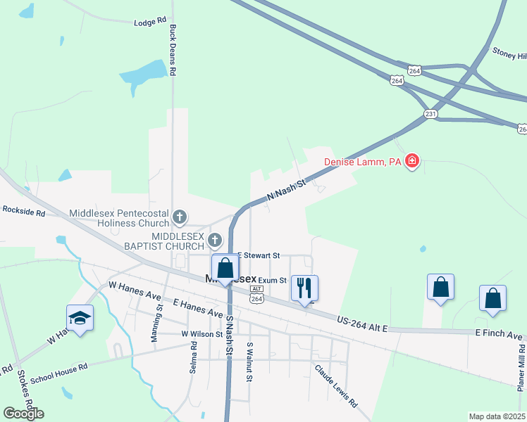 map of restaurants, bars, coffee shops, grocery stores, and more near 9759 North Nash Street in Middlesex