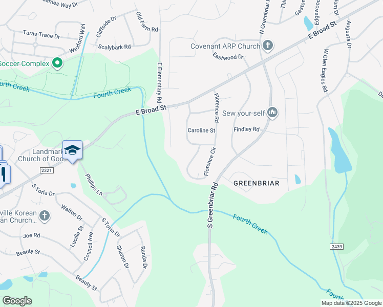map of restaurants, bars, coffee shops, grocery stores, and more near 406 Florence Circle in Statesville